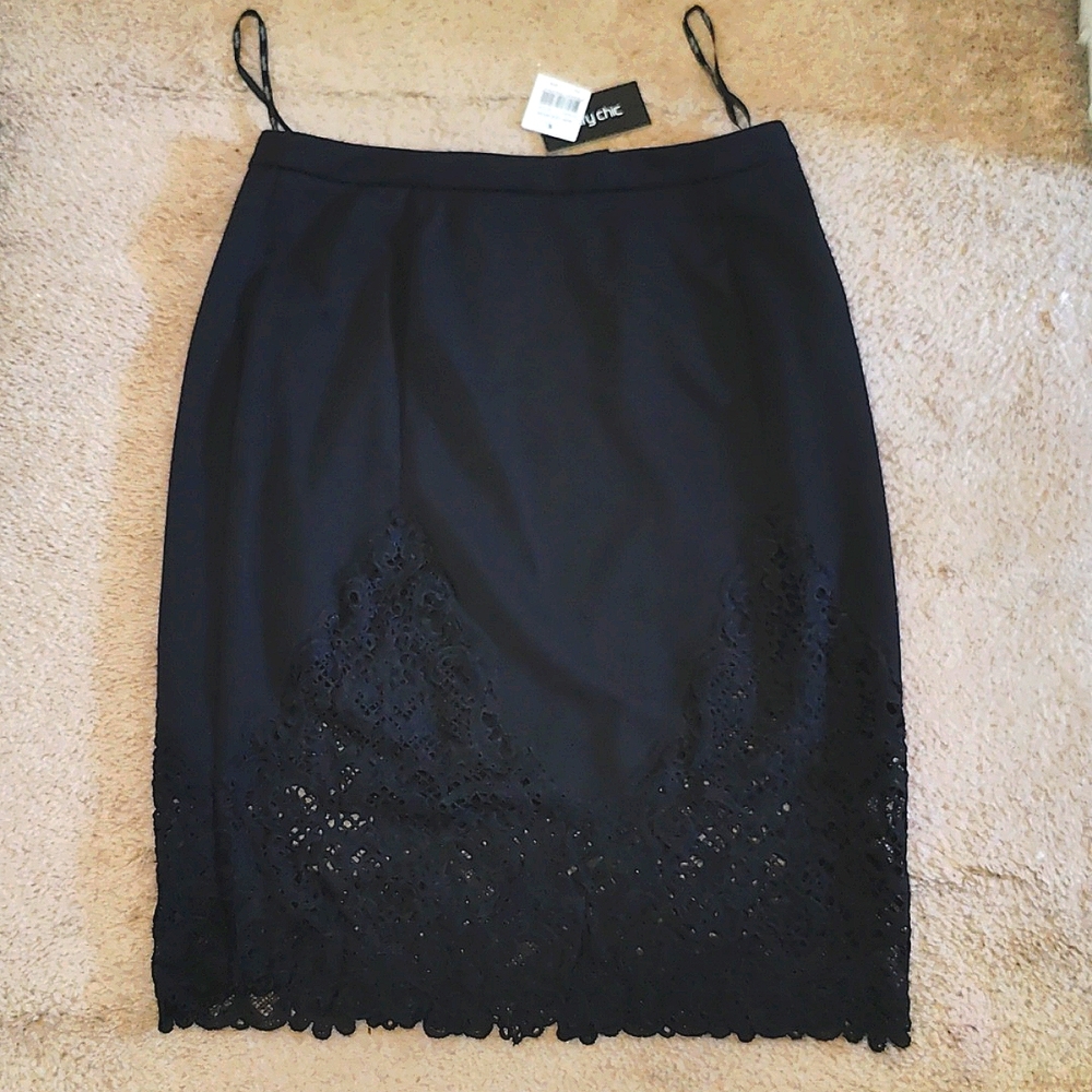 NWT City Chic black w/ lace pencil skirt Sz XS/14
